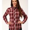 Clothing * | Roper Women'S Plaid Print Contrast Piping Long Sleeve Western Snap Shirt Discount