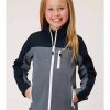 Clothing * | Roper Girls' Long Sleeve Navy & Grey Fleece Pullover Jacket Discount