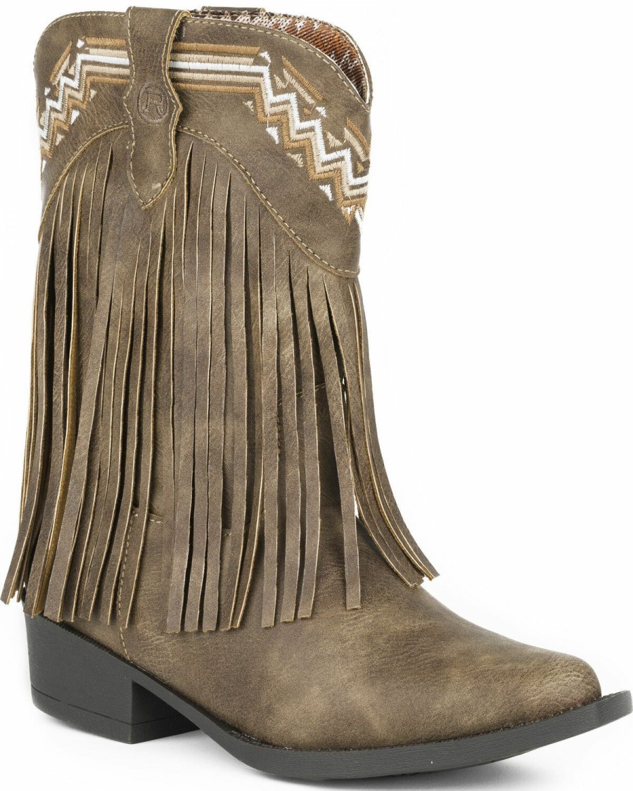 Western Boots * | Roper Girls' Brown Fringed Western Boots Pointed Toe Online