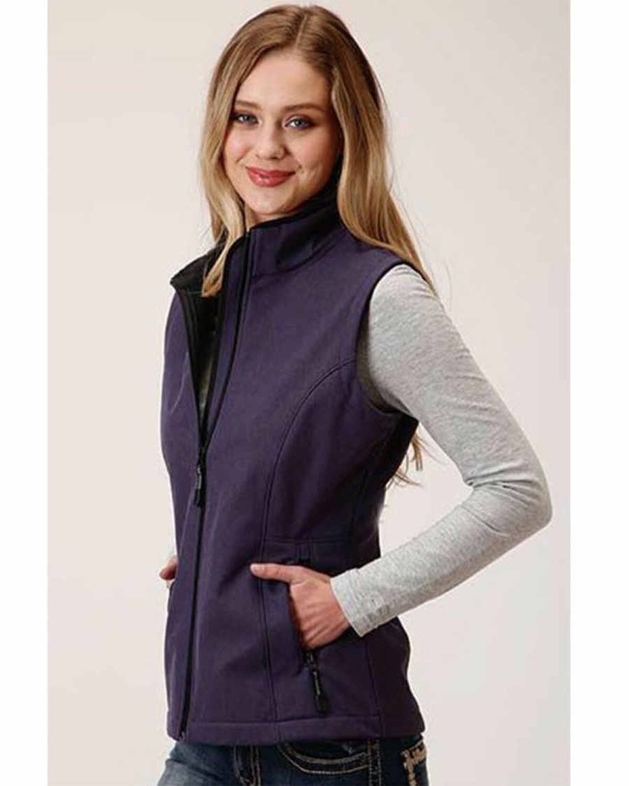 Clothing * | Roper Women'S Purple Softshell Bonded Fleece Lined Vest Limited Edition