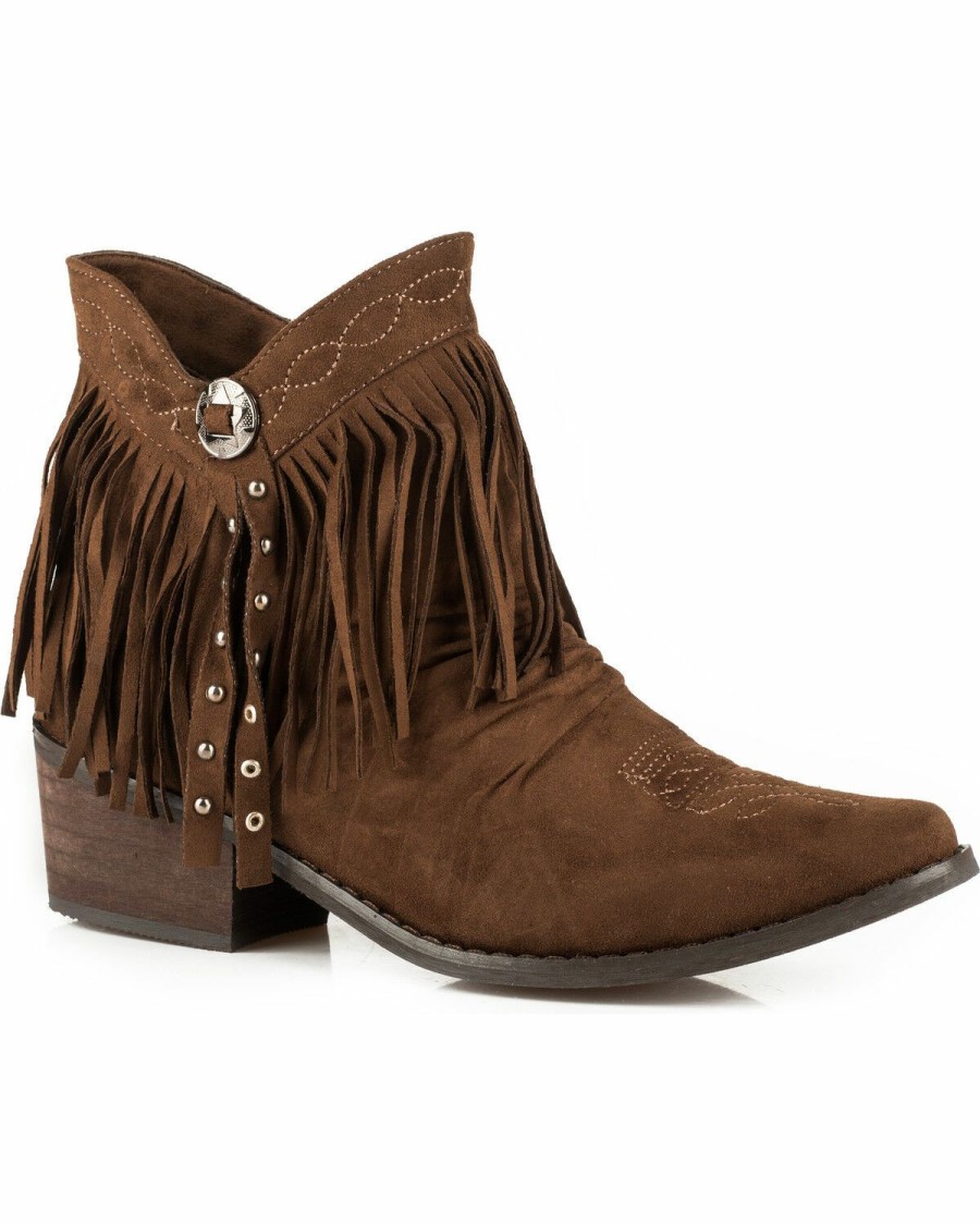 Boots * | Roper Women'S Fringe Suede Western Booties Outlet