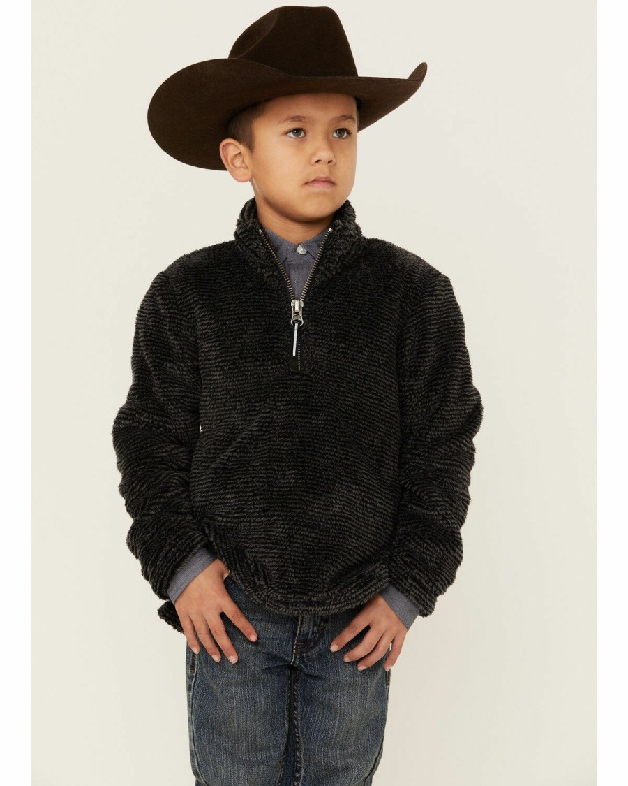 Clothing * | Roper Boys' Grey Polar Fleece 1/4 Zip Front Pullover Sale