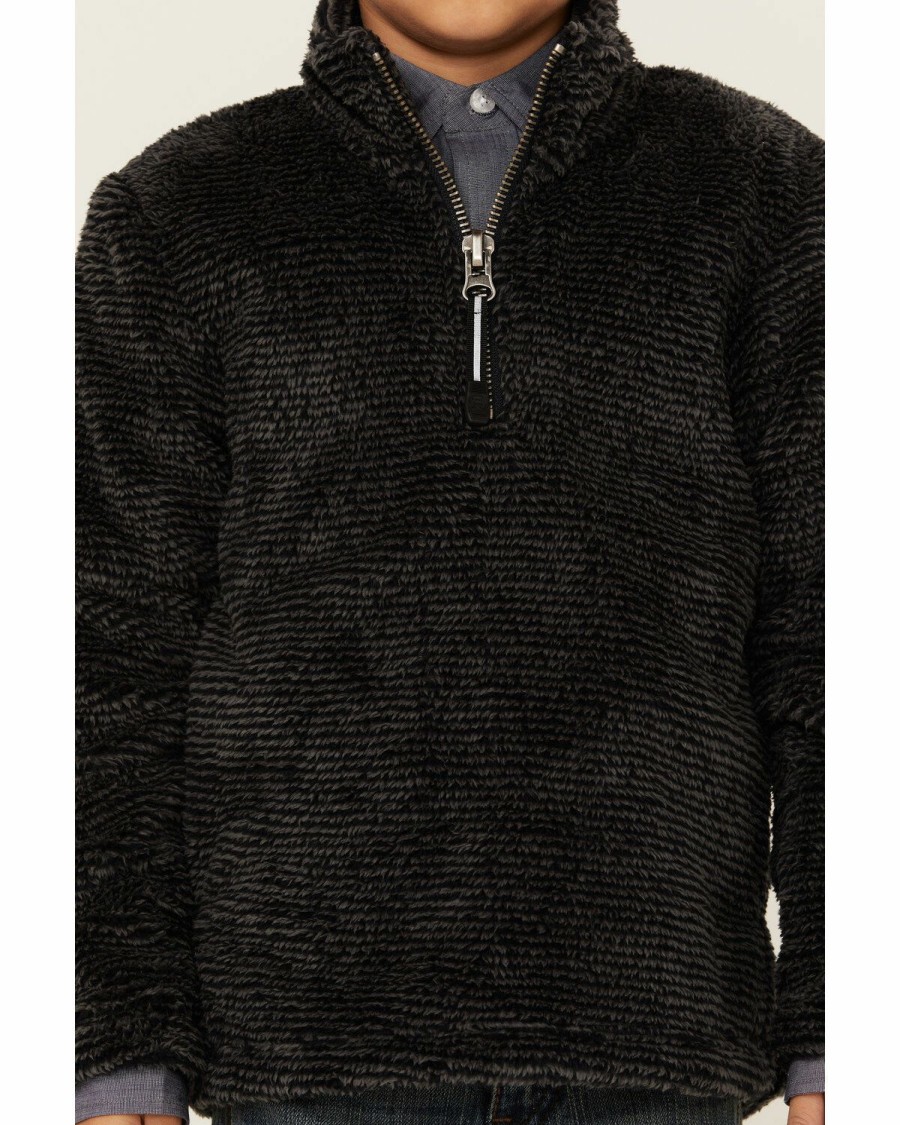 Clothing * | Roper Boys' Grey Polar Fleece 1/4 Zip Front Pullover Sale