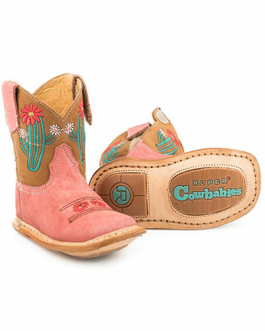 Western Boots * | Roper Infant Girls' Cowbaby Cactus Western Boots Square Toe Sale