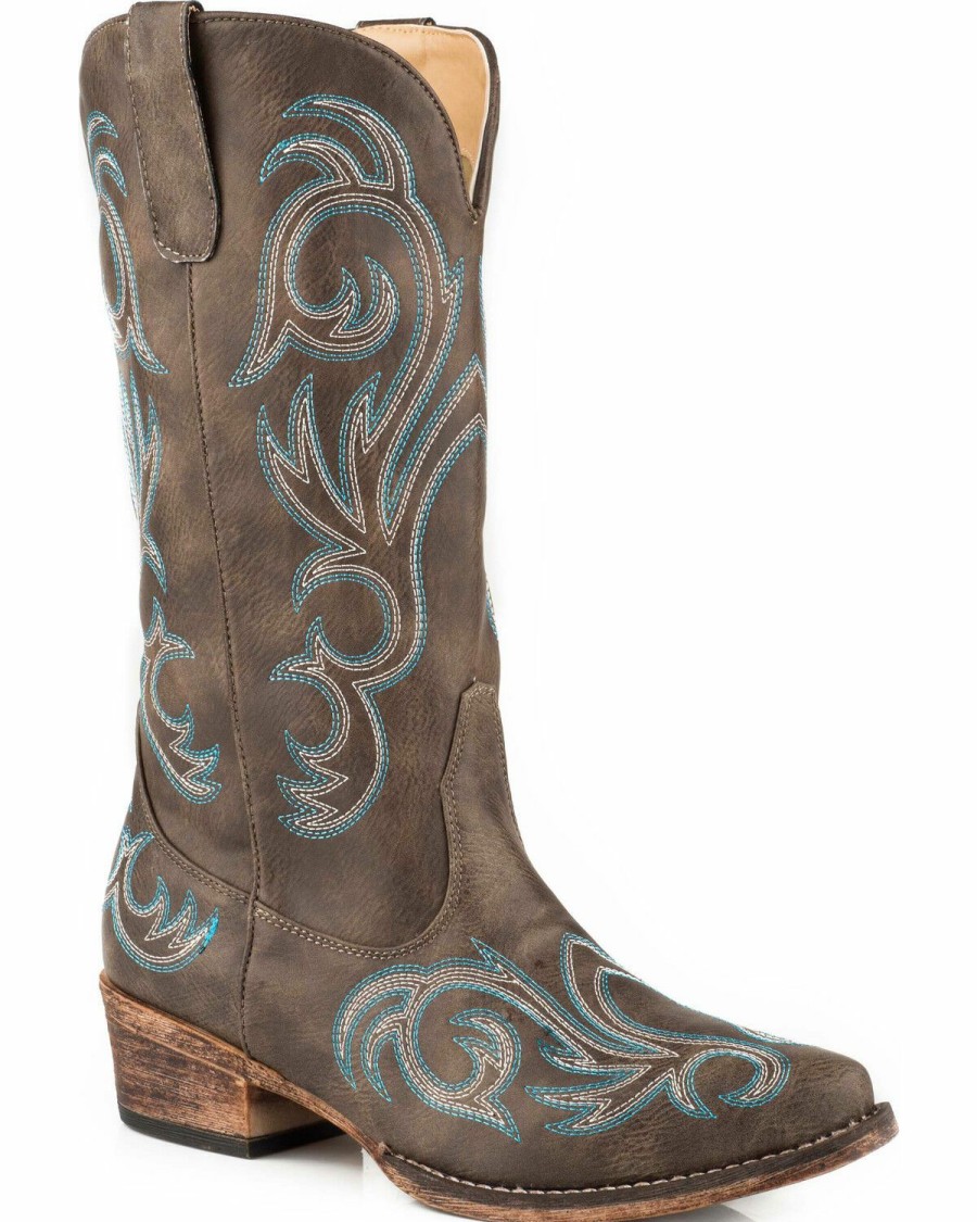 Western Boots * | Roper Women'S Brown Riley Vintage Western Boots Snip Toe Sale