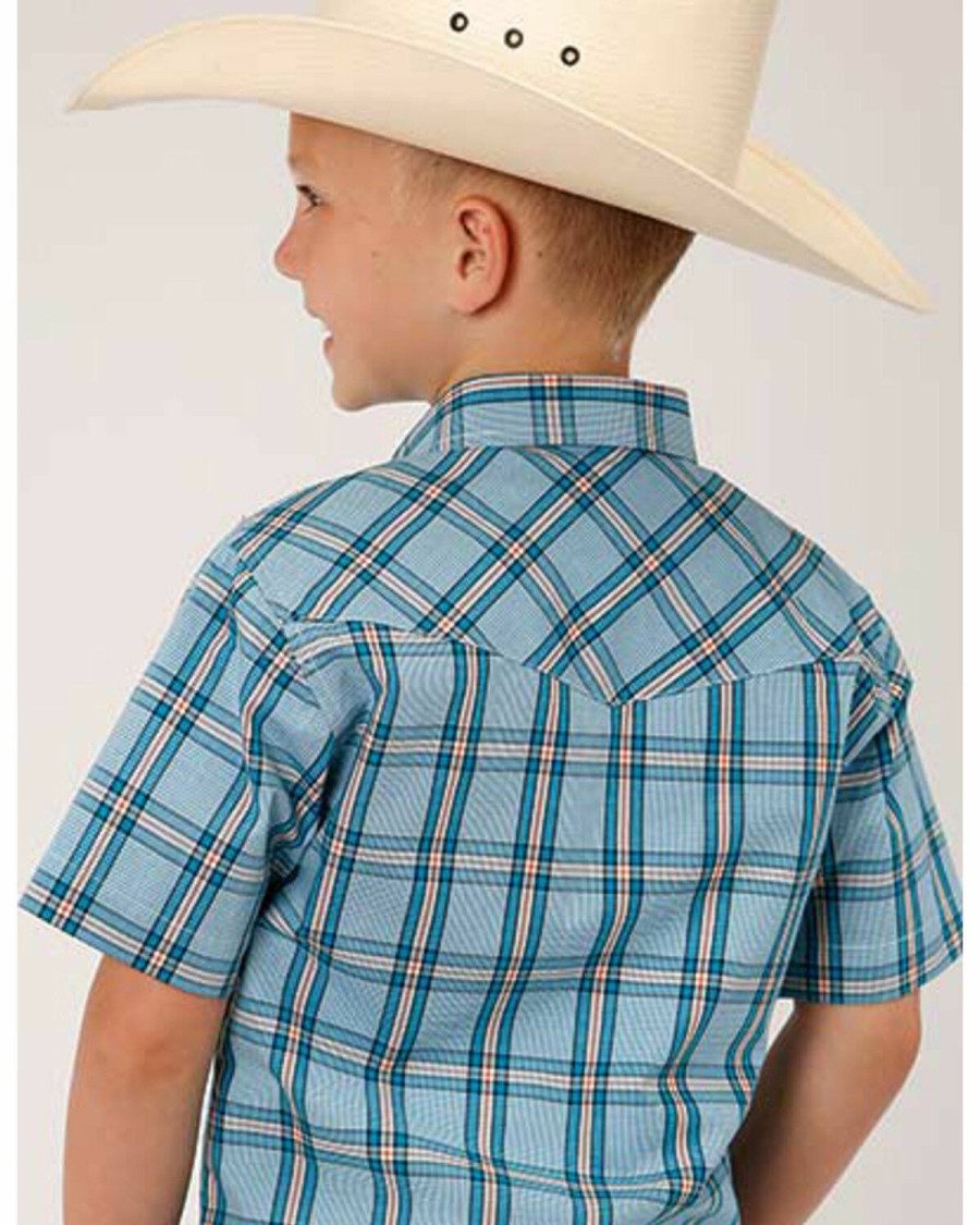 Western Shirt * | Amarillo Boys' Cold Creek Plaid Short Sleeve Western Shirt Roper Discount