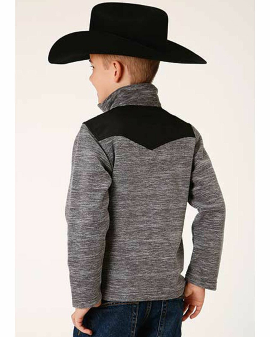 Clothing * | Roper Boys' Long Sleeve Grey & Black Microfleece Pullover Sale