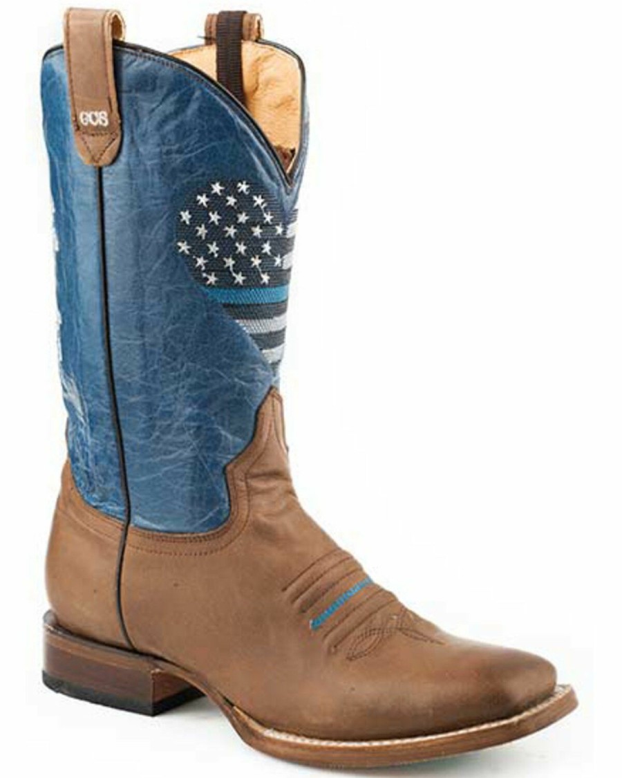 Western Boots * | Roper Women'S Thin Blue Line Heart Western Boots Square Toe Online