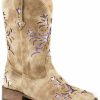 Boots * | Roper Girls' Lola Tan Metallic Underlay Cowgirl Boots Square Toe Discount