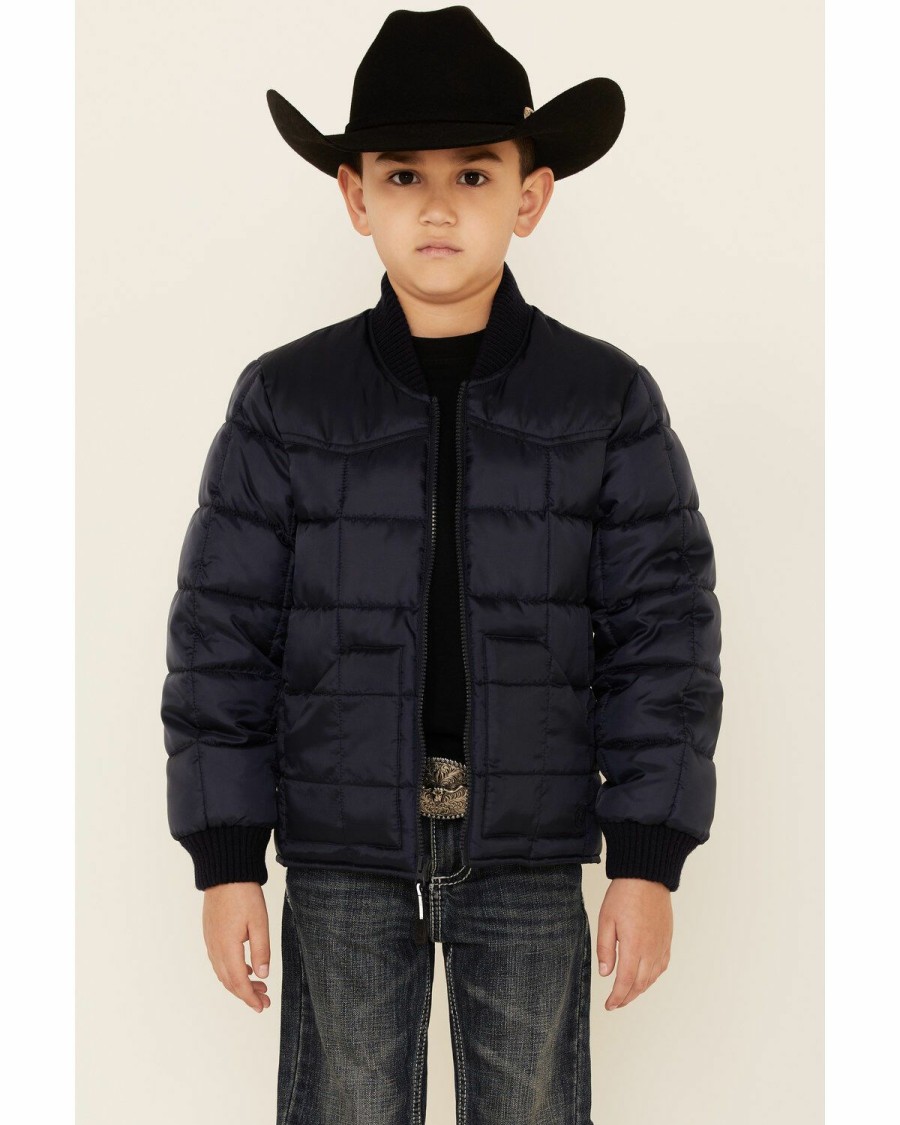 Clothing * | Roper Boys' Price Point Navy Poly Fill Zip-Front Jacket Outlet