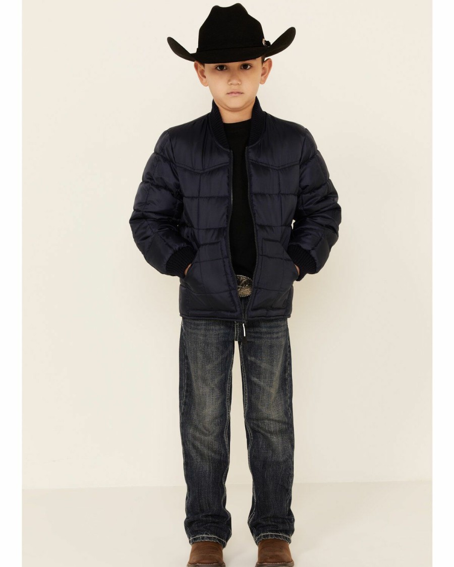 Clothing * | Roper Boys' Price Point Navy Poly Fill Zip-Front Jacket Outlet