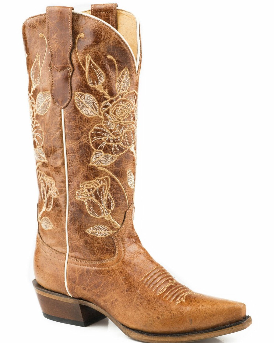 Boots * | Roper Women'S Desert Rose Embroidered Cowgirl Boots Snip Toe Discount