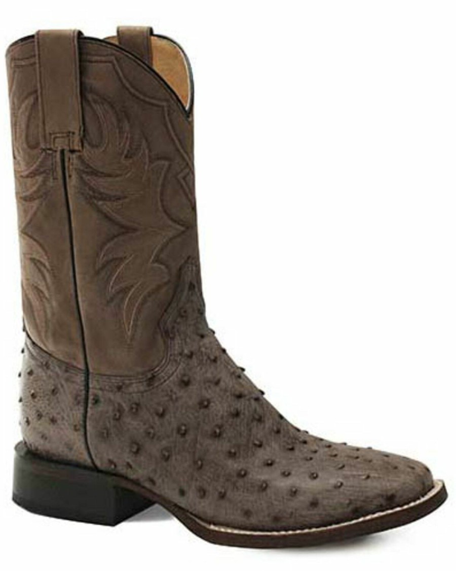 Western Boots * | Roper Men'S All In Ostrich Western Boots Square Toe Limited Edition