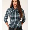 Clothing * | Roper Women'S Plaid Long Sleeve Western Snap Shirt Plus Outlet