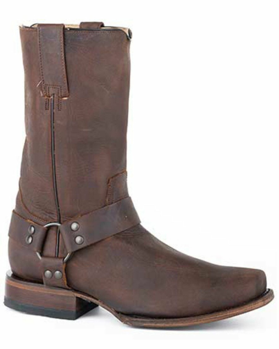 Western Boots * | Roper Men'S Biker Brown Western Boots Square Toe Discount