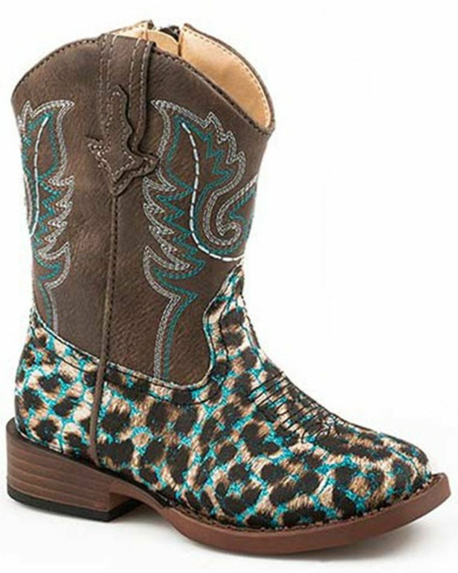 Western Boots * | Roper Toddler Girls' Leopard Glitter Western Boots Square Toe Sale