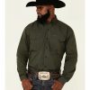 Western Shirt * | Roper Men'S Solid Olive Long Sleeve Button-Down Western Shirt Limited Edition