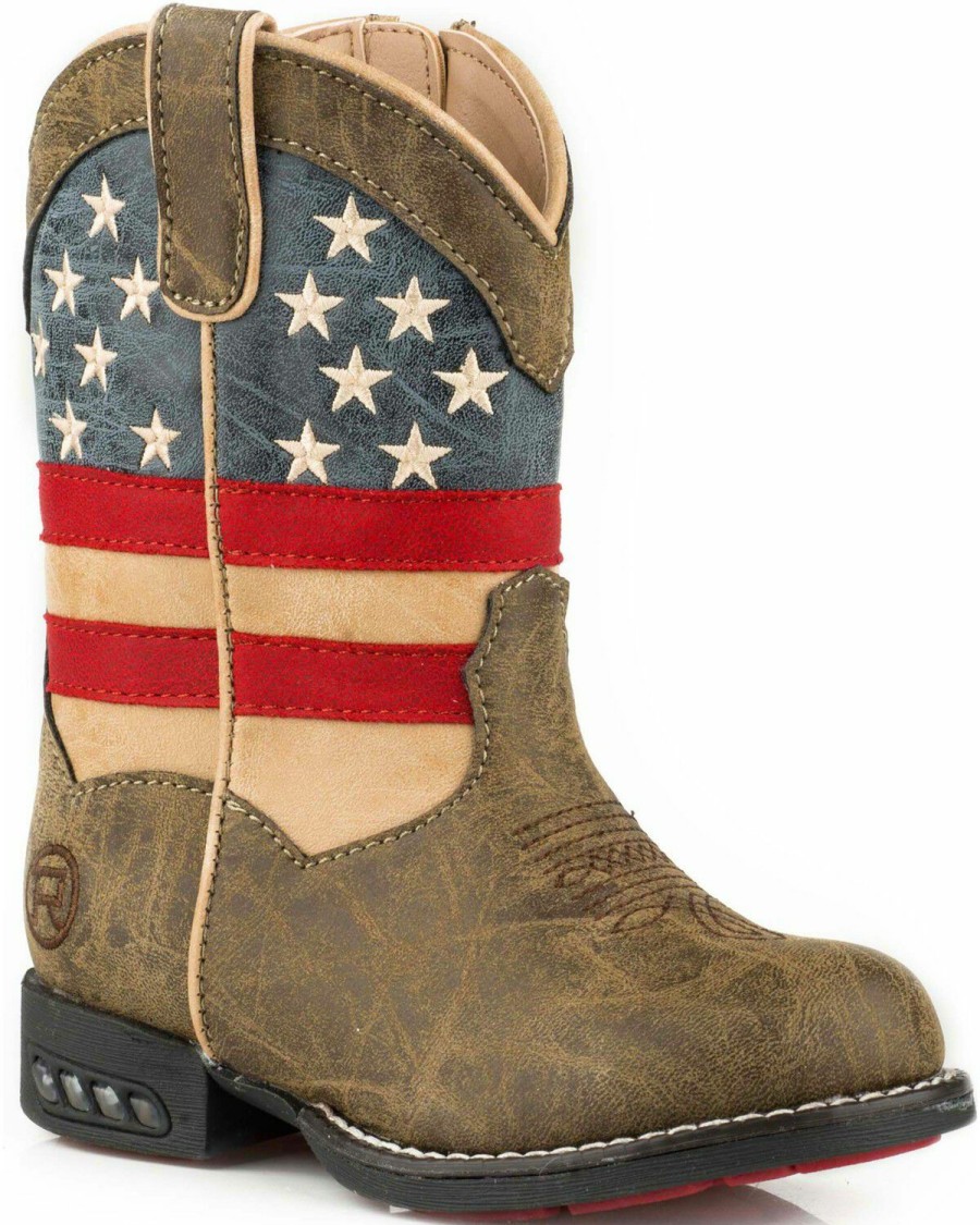 Western Boots * | Roper Toddler Boys' Brown Patriot Western Boots Round Toe Outlet