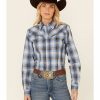 Clothing * | Roper Women'S Ombre Plaid Long Sleeve Snap Western Core Shirt Limited Edition