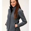 Clothing * | Roper Women'S Grey Softshell Fleece Lined Jacket Plus Discount