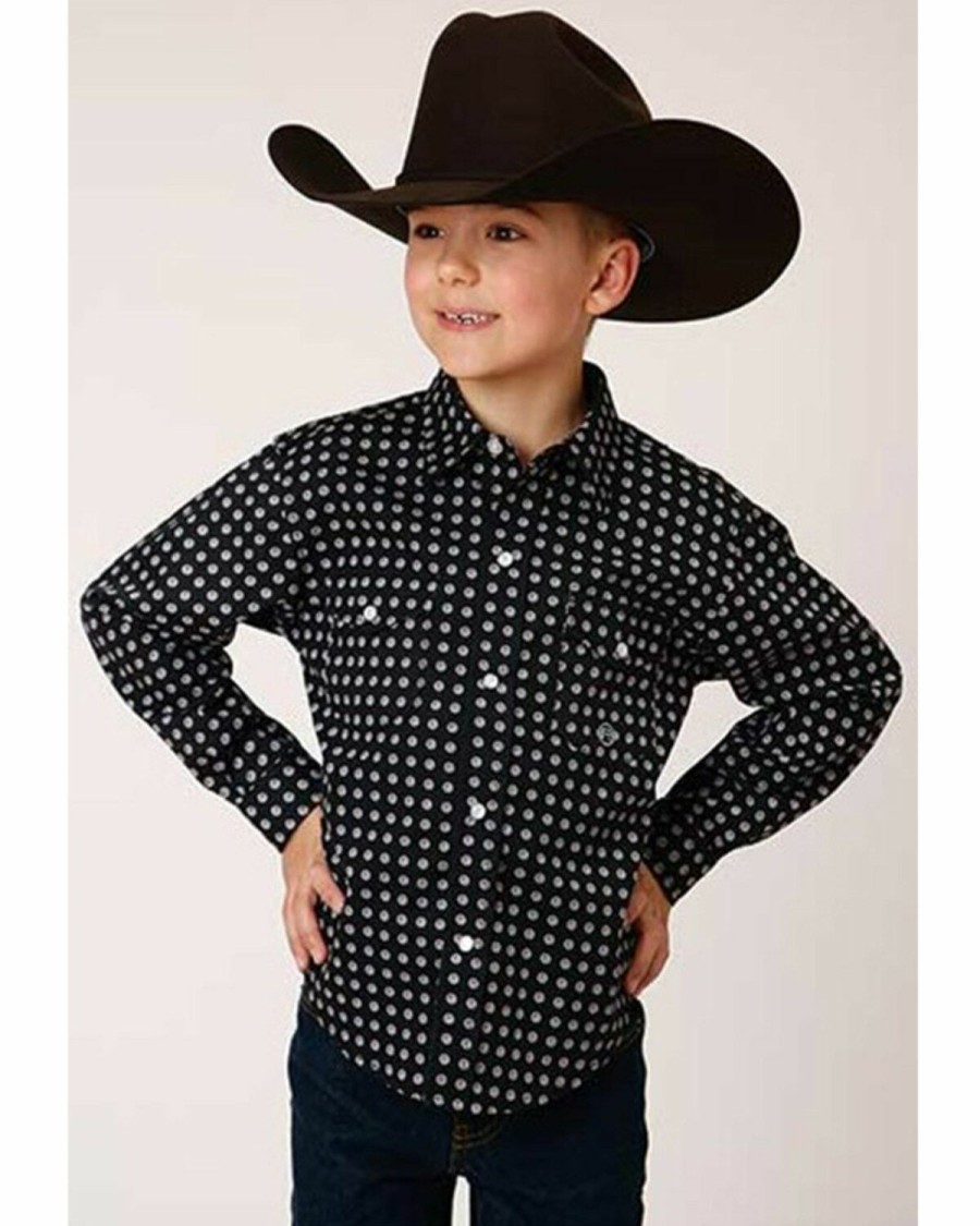 Clothing * | Roper Boys' Amarillo Geo Print Long Sleeve Western Snap Shirt Limited Edition