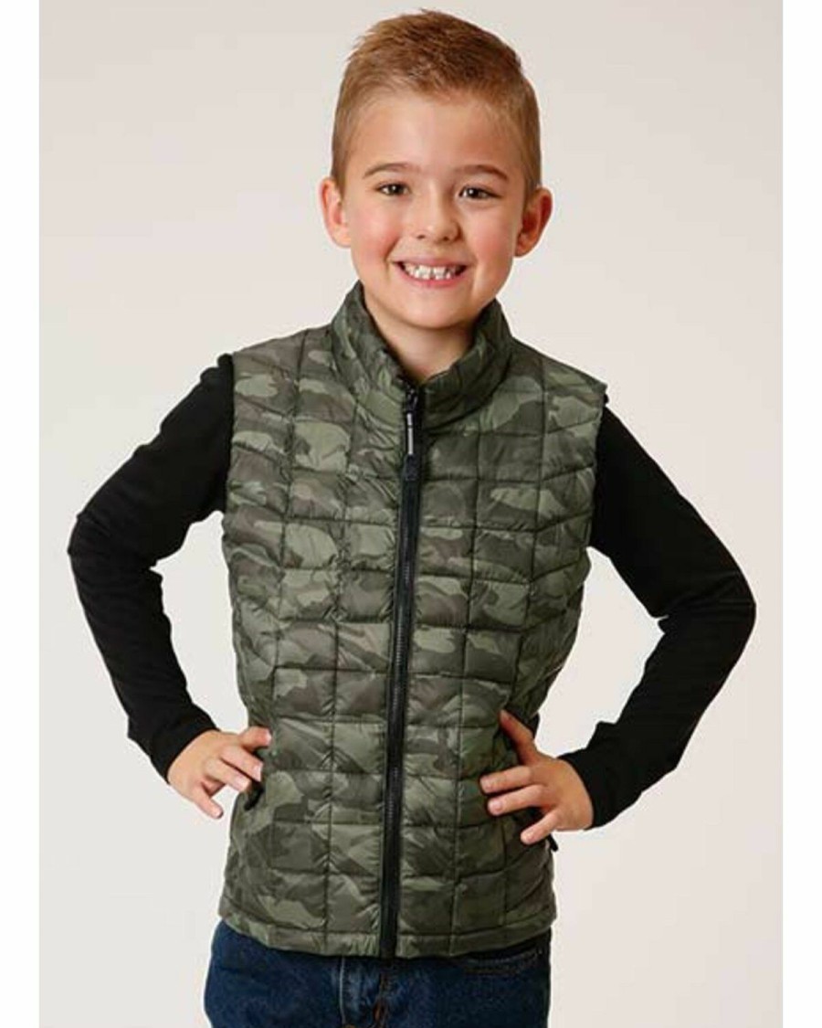 Clothing * | Roper Boys' Camo Quilted Puffer Vest Limited Edition