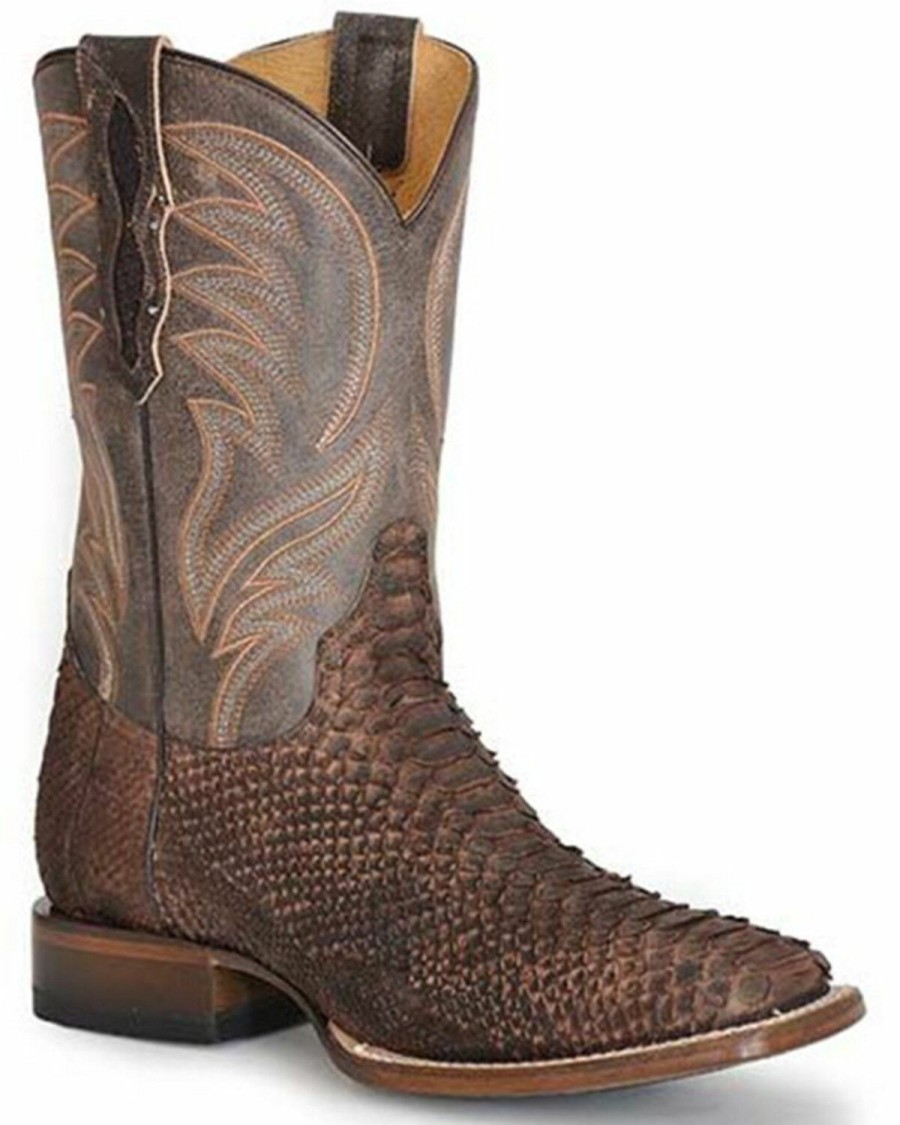 Western Boots * | Roper Men'S Peyton Exotic Python Skin Western Boots Broad Square Toe Online