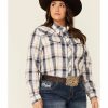 Clothing * | Roper Women'S Multi Plaid Embroidered Back Yoke Long Sleeve Snap Western Core Shirt Plus Sale