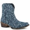 Boots * | Roper Women'S All Over Stone Wash Denim Western Booties Snip Toe Discount