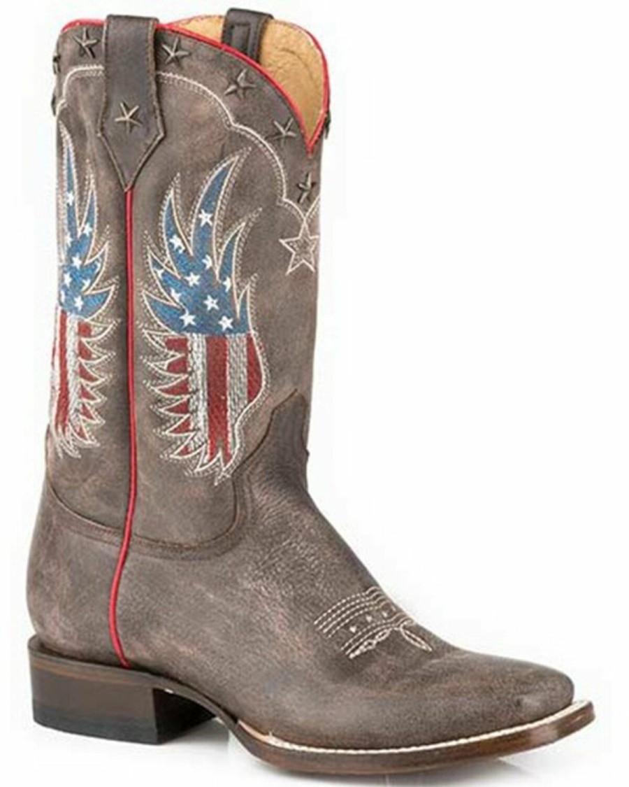 Western Boots * | Roper Women'S Winged American Flag Western Boots Square Toe Online