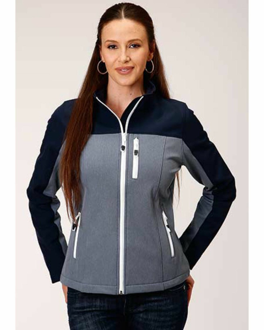 Clothing * | Roper Women'S Blue Block Softshell Jacket Limited Edition