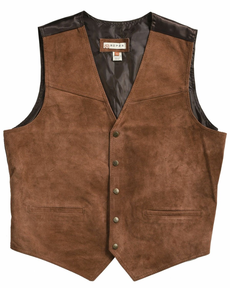 Clothing * | Roper Men'S Suede Buckle Tie Vest Sale