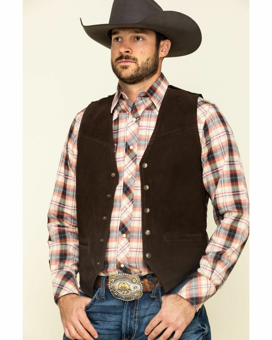 Clothing * | Roper Men'S Suede Buckle Tie Vest Sale