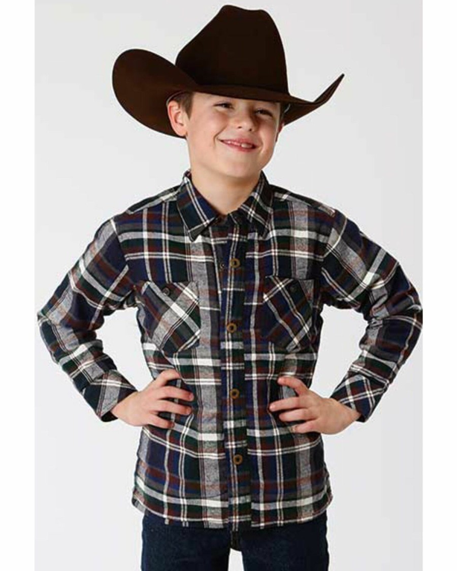 Clothing * | Roper Boys' Plaid Button-Down Reversible Jacket Limited Edition