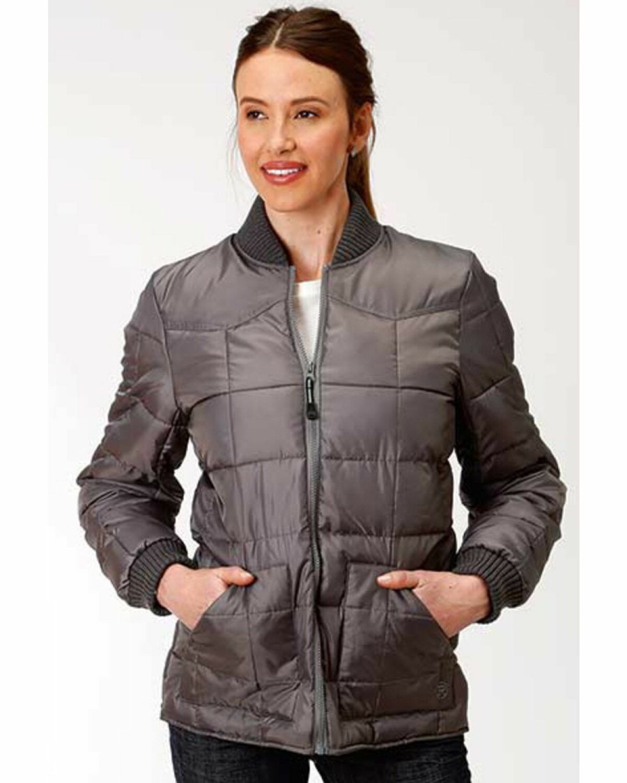 Clothing * | Roper Women'S Grey Poly Quilted Jacket Limited Edition