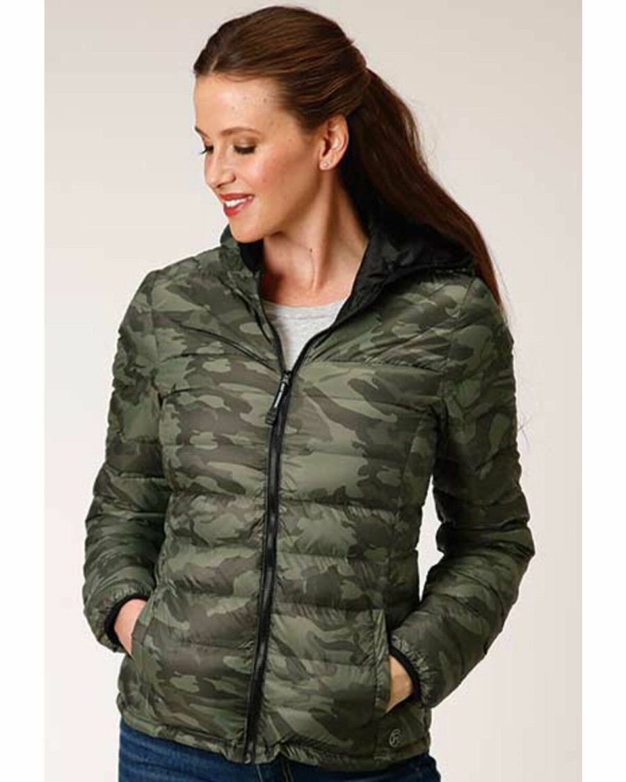 Clothing * | Roper Women'S Camo Quilted Puffer Hooded Jacket Online