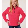 Clothing * | Roper Girls' Long Sleeve Melange Pink Microfleece Pullover Sale