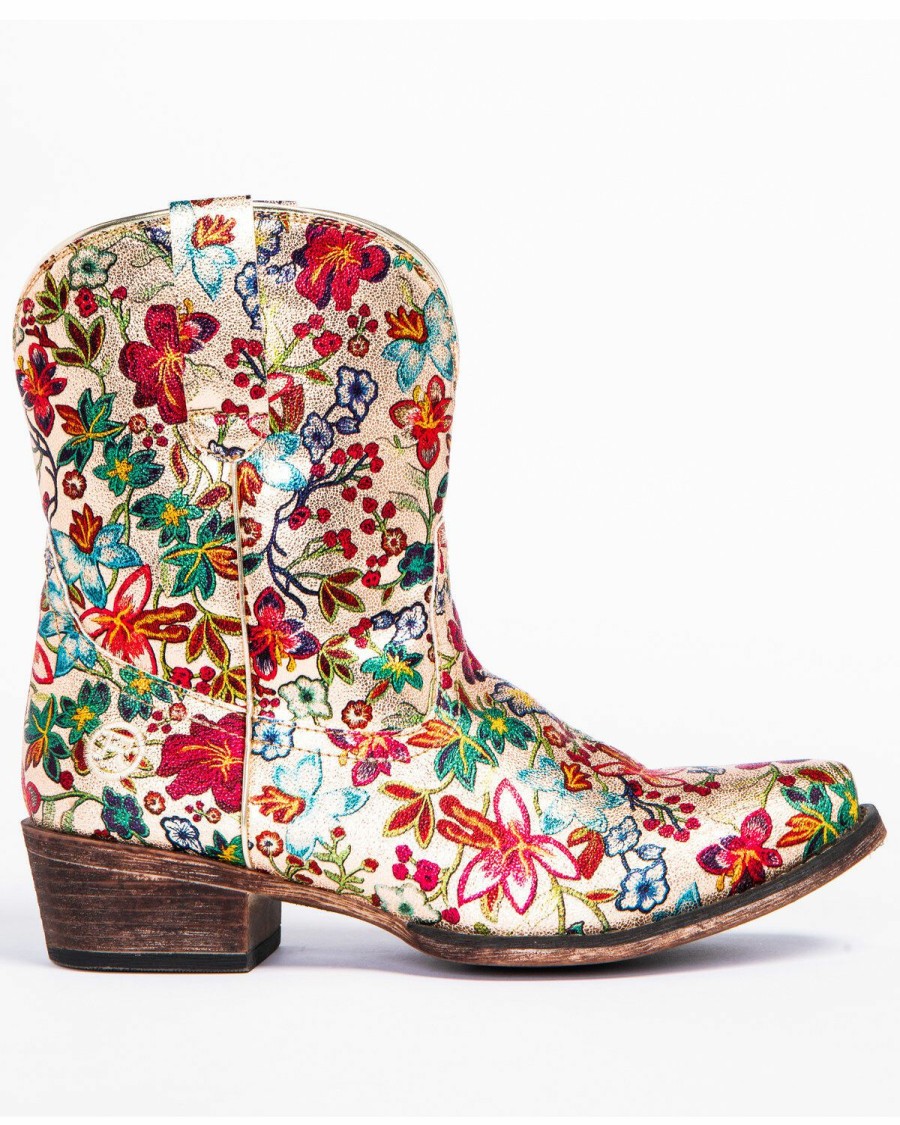 Boots * | Roper Women'S Ingrid Floral Western Booties Snip Toe Online