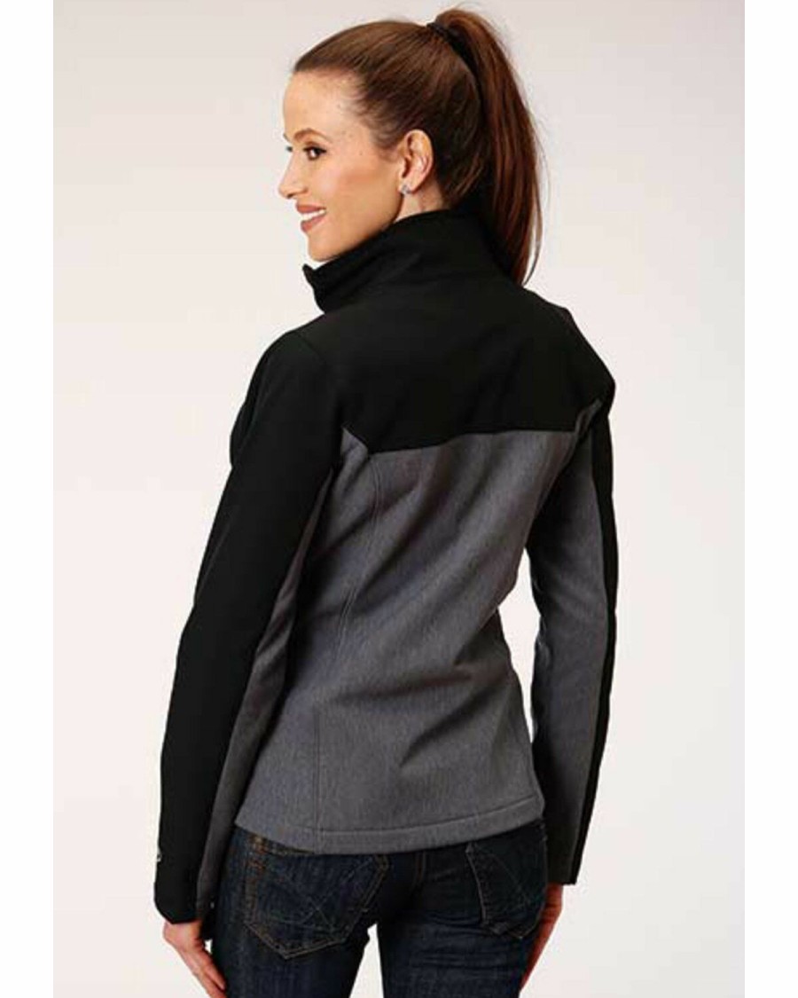 Clothing * | Roper Women'S Grey & Black Contrast Softshell Jacket Plus Discount