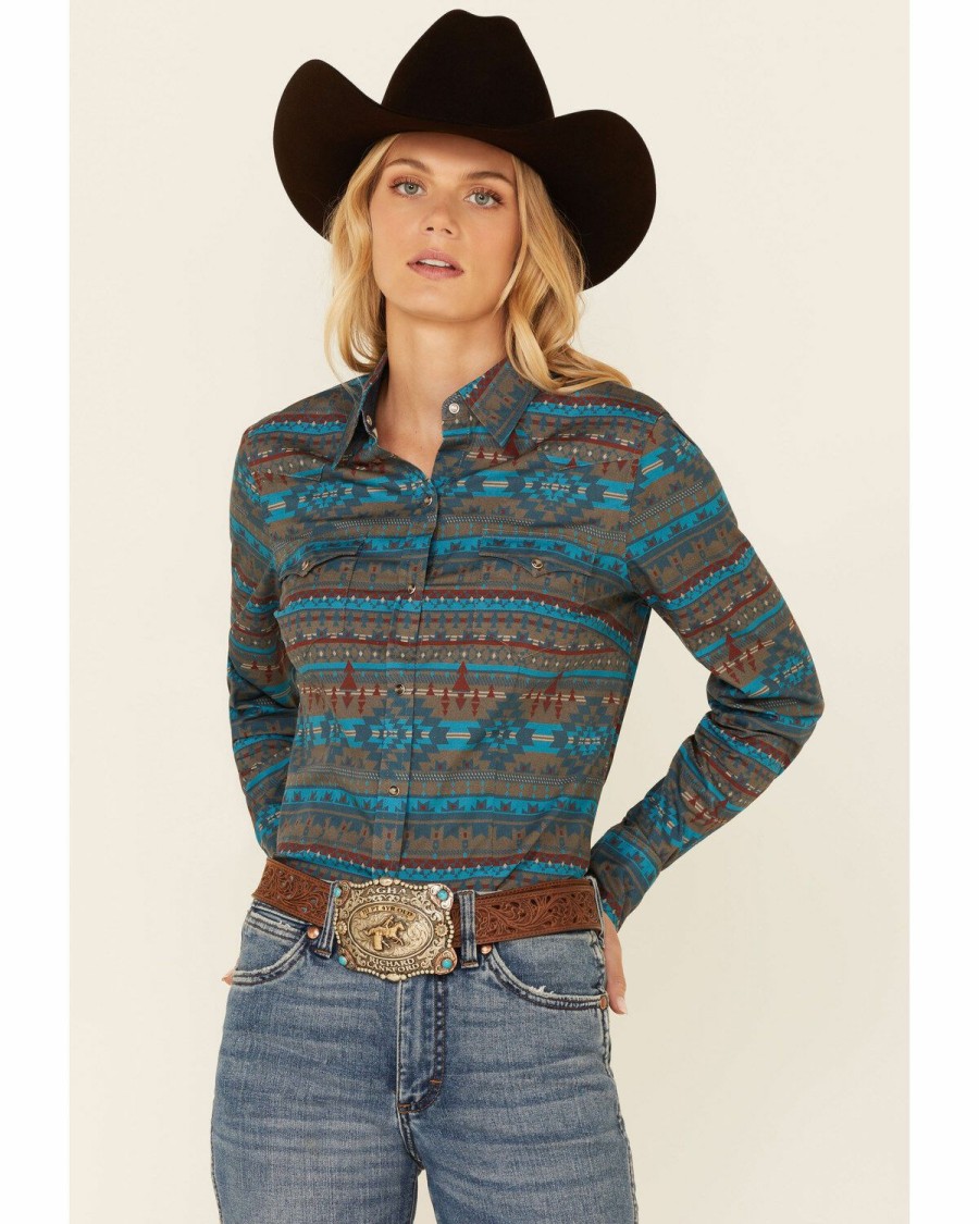 Clothing * | Roper Women'S Blanket Southwestern Print Long Sleeve Snap Western Core Shirt Online