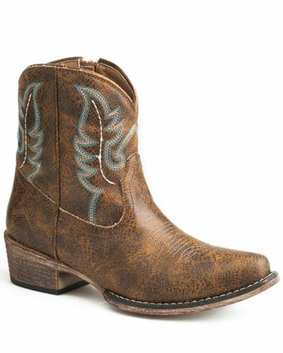 Boots * | Roper Women'S Cognac Vintage Western Booties Snip Toe Discount