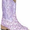 Western Boots * | Roper Infant'S Floral Glitter Square Toe Western Boots Discount