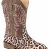 Western Boots * | Roper Girls' Glitter Leopard Western Boots Square Toe Discount