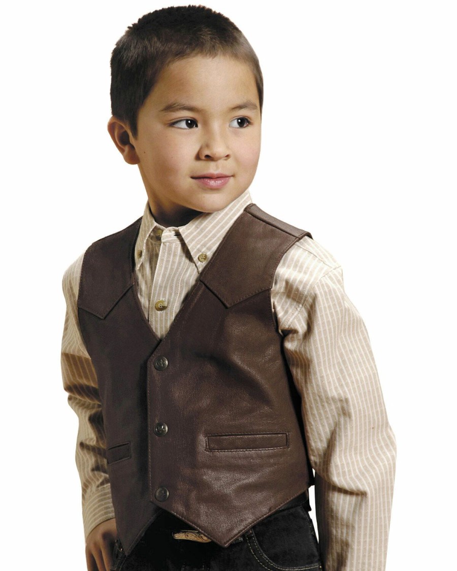 Clothing * | Roper Boys' Western Nappa Leather Vest Sale