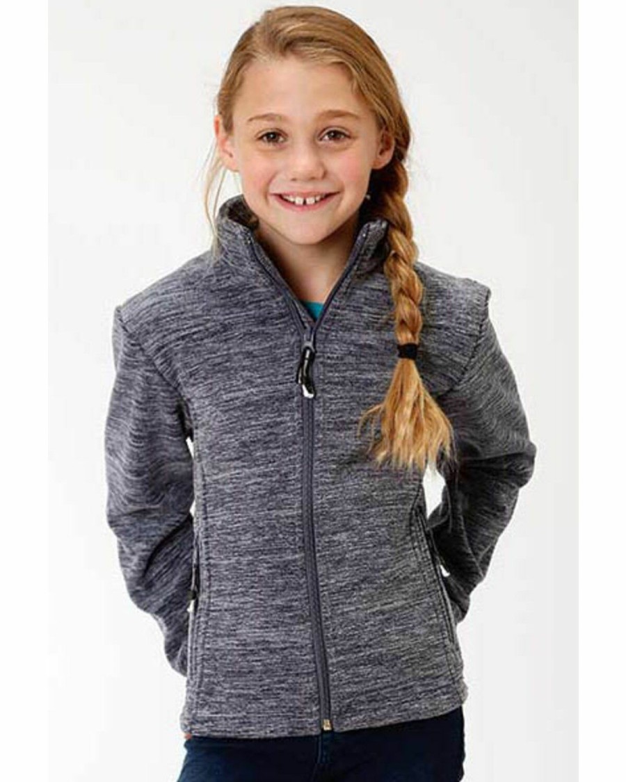 Clothing * | Roper Girls' Navy Micro Fleece Jacket Outlet