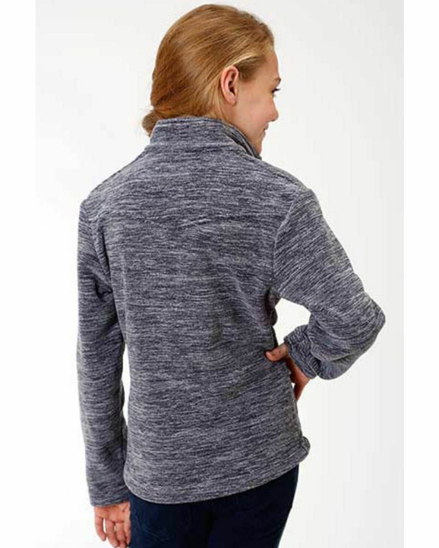 Clothing * | Roper Girls' Navy Micro Fleece Jacket Outlet