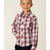 Western Shirt * | Roper Boys' Classic Red Plaid Long Sleeve Snap Western Shirt Discount