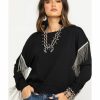 Clothing * | Roper Women'S Chain Fringe Long Sleeve Top Sale