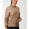 Clothing * | Roper Women'S Brown Poly Window Pane Quilted Jacket Sale