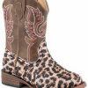 Western Boots * | Roper Toddler Girls' Glitter Leopard Western Boots Square Toe Sale